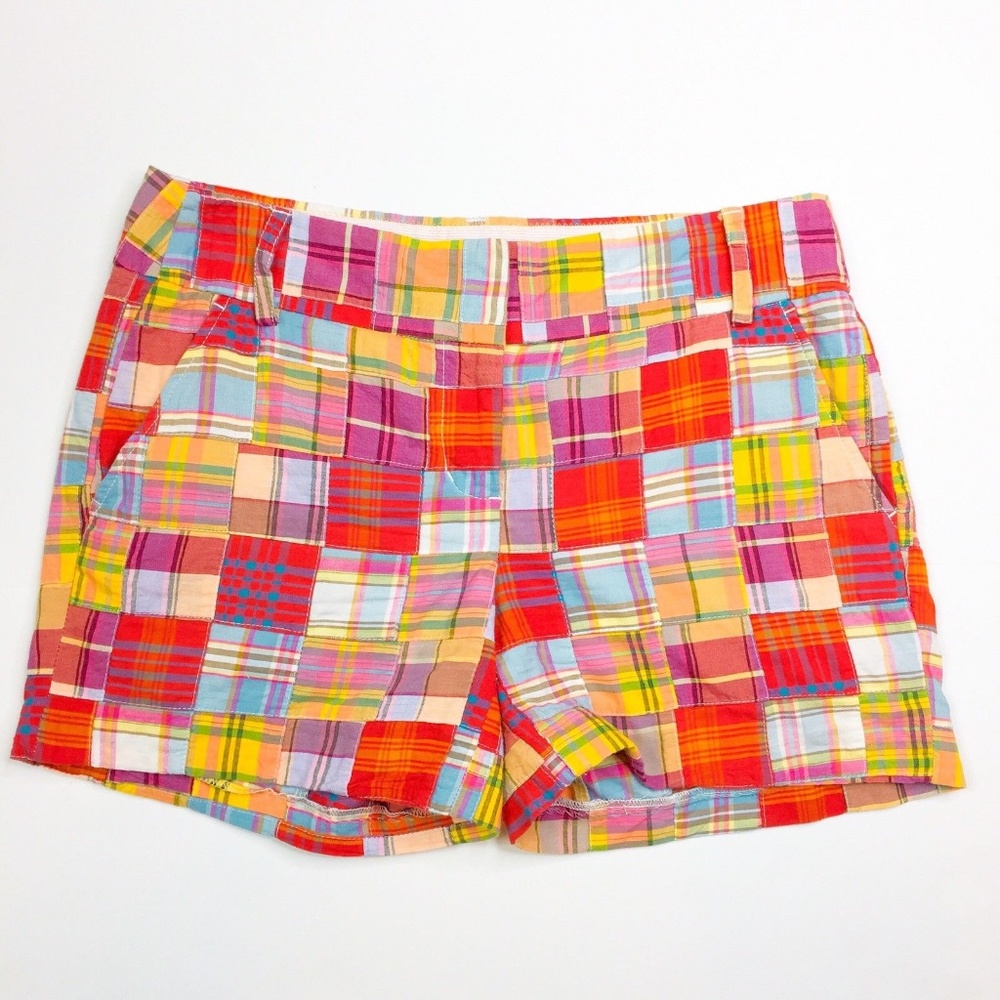 J. CREW Sz 6 100% Cotton City Fit Madras Shorts M